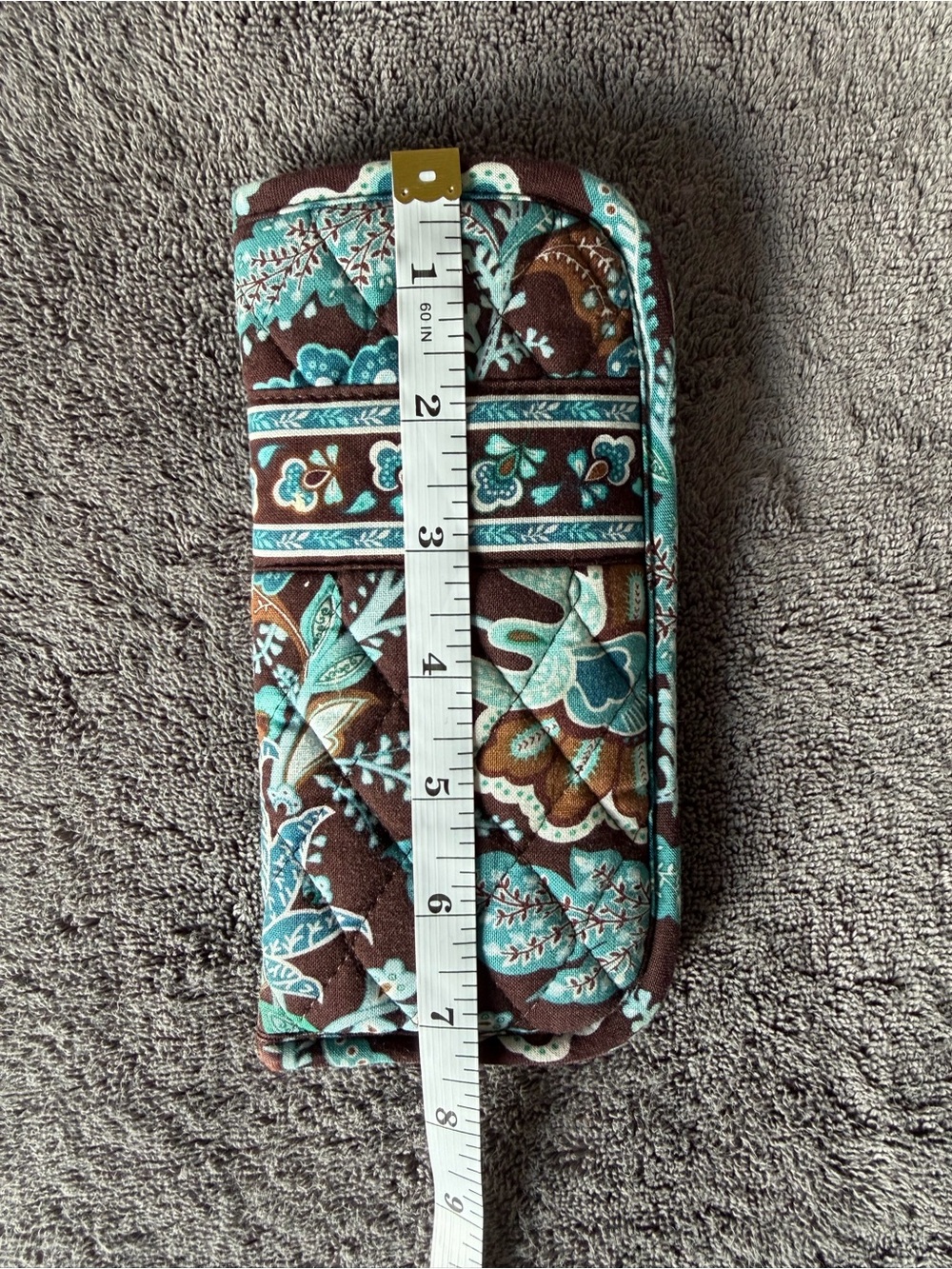 Vera Bradley Turquoise&Brown Floral (Java Blue) Quilted Sunglasses/Glasses Pouch - Picture 5 of 7